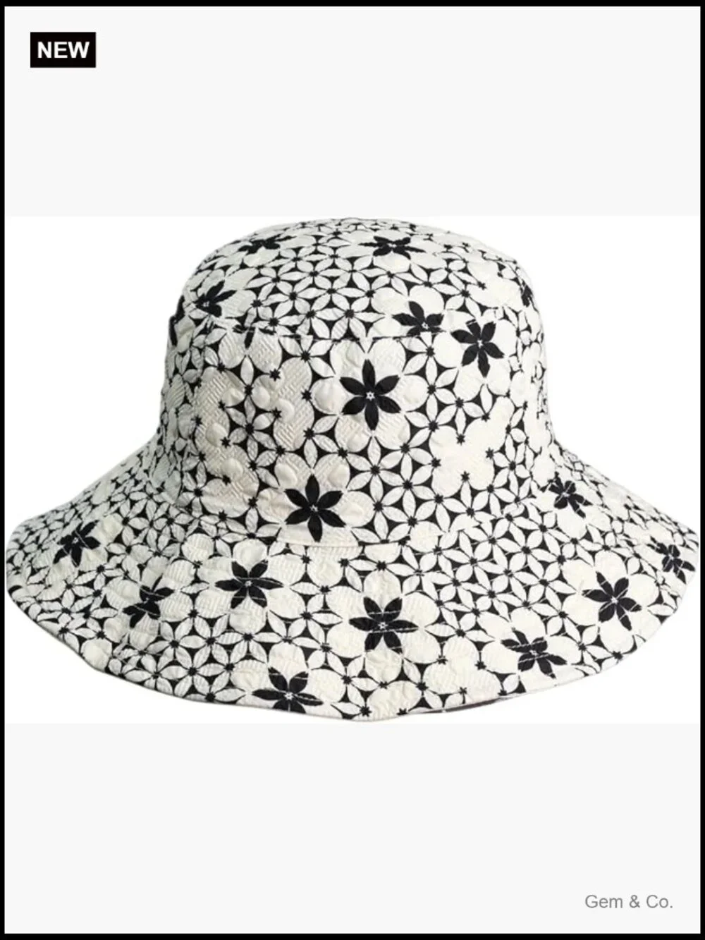 Wide Brim Bucket Hat with Floral Pattern - Lightweight Packable Pull-On
